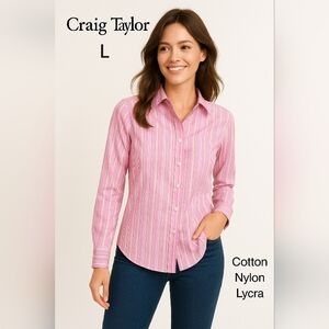 Craig Taylor Women's Pink Blouse Cotton Nylon Size L